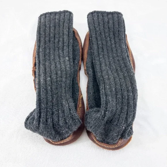 Acorn Slipper Socks Mens Size 9-10 (Womens 11-12) Gray Wool Suede Tall Slouch - Picture 4 of 9